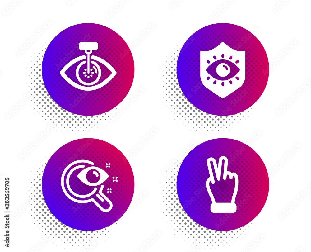 Vision test, Eye protection and Eye laser icons simple set. Halftone dots button. Victory hand sign. Eyesight check, Optometry, Optometry clinic. Gesture palm. People set. Vector Vision test, Eye protection and Eye laser icons simple set. Halftone dots button. Victory hand sign. Eyesight check, Optometry, Optometry clinic. Gesture palm. People set. Vector