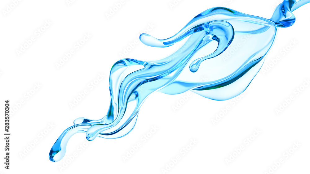 Splash of clear blue liquid, water. 3d illustration, 3d rendering. Splash of clear blue liquid, water. 3d illustration, 3d rendering.