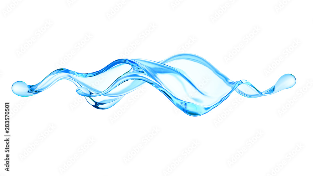 Splash of clear blue liquid, water. 3d illustration, 3d rendering. Splash of clear blue liquid, water. 3d illustration, 3d rendering.