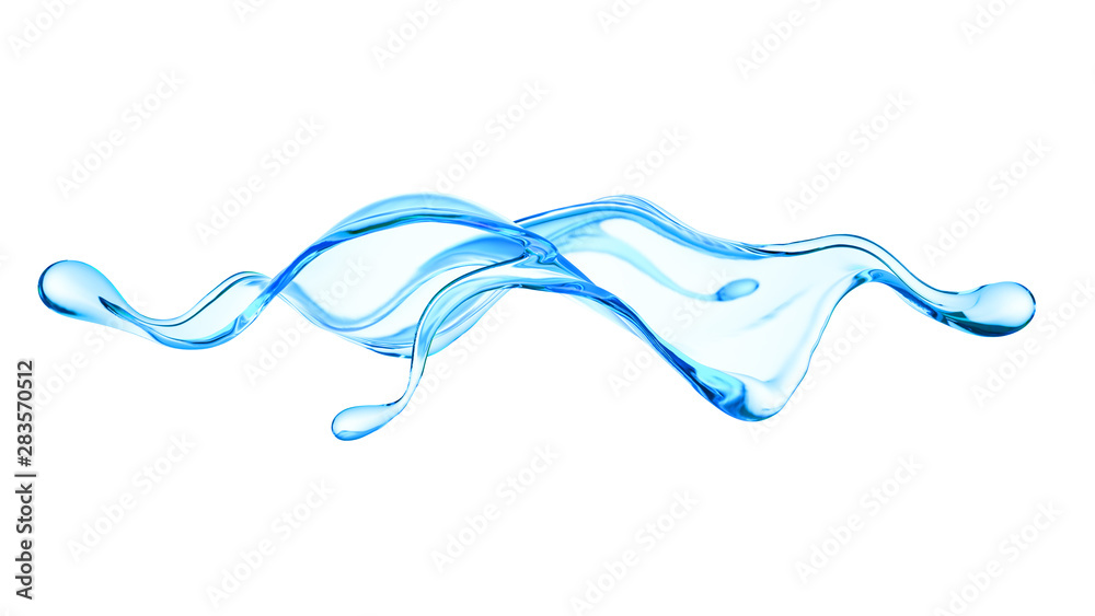 Splash of clear blue liquid, water. 3d illustration, 3d rendering. Splash of clear blue liquid, water. 3d illustration, 3d rendering.