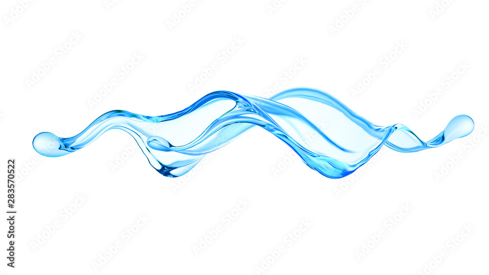 Splash of clear blue liquid, water. 3d illustration, 3d rendering. Splash of clear blue liquid, water. 3d illustration, 3d rendering.