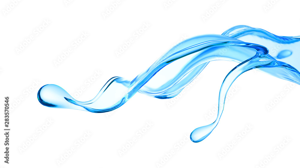 Splash of clear blue liquid, water. 3d illustration, 3d rendering. Splash of clear blue liquid, water. 3d illustration, 3d rendering.