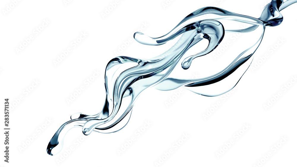 Splash of clear blue liquid, water. 3d illustration, 3d rendering. Splash of clear blue liquid, water. 3d illustration, 3d rendering.