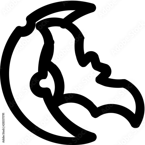 halloween night-time with crescent moon and bat