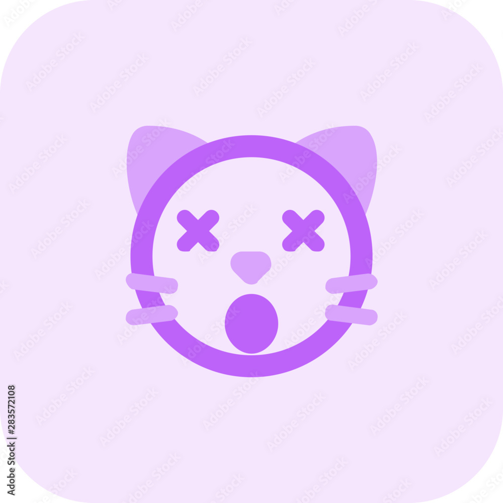 Confused cat facial expression with eyes crossed and open mouth emoticons Confused cat facial expression with eyes crossed and open mouth emoticons