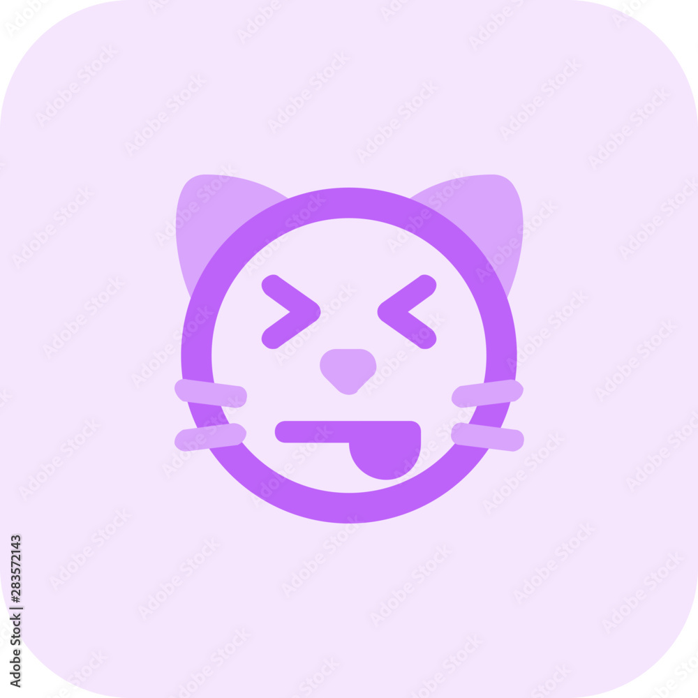 Squint cat emoticon with eyes closed and tounge-out