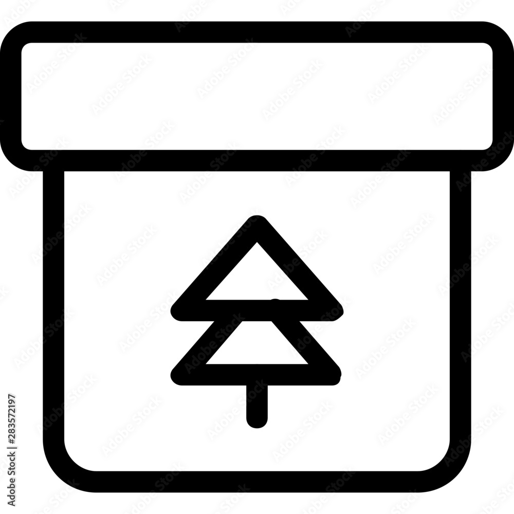 Xmas gift box with pine tree on engraved on side Xmas gift box with pine tree on engraved on side