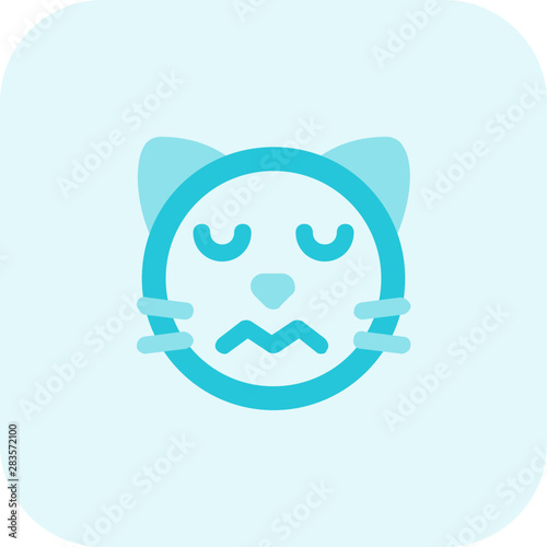 Sad cat with eyes closed confounded emoji