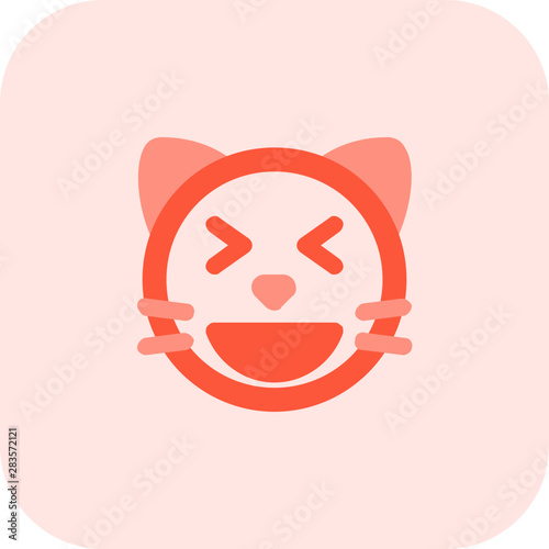 Cat squint with grinning at same time