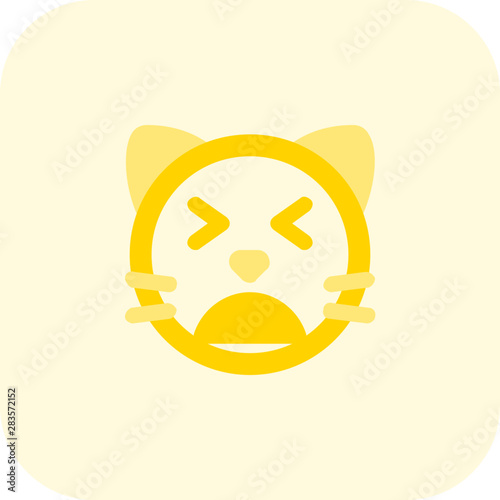 Weary cat emoji with eyes closed shared online