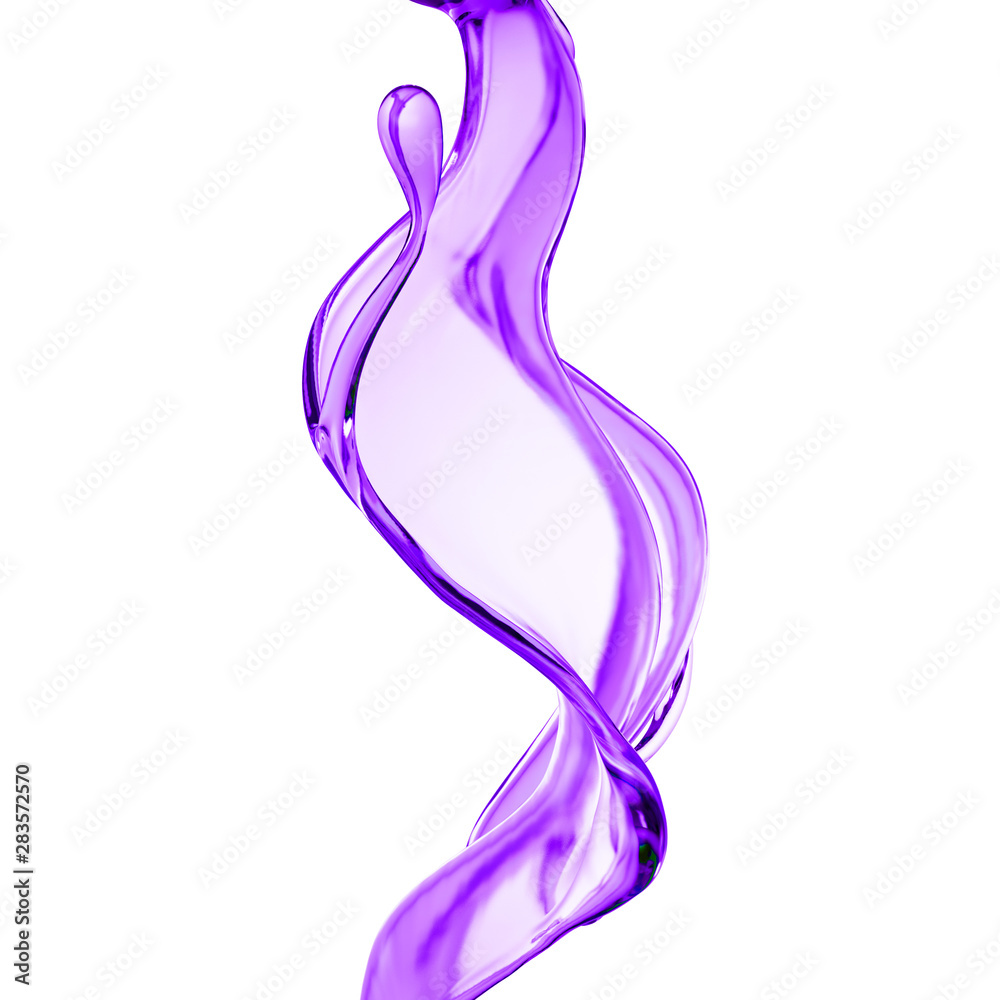 Splash of thick purple liquid. 3d illustration, 3d rendering.