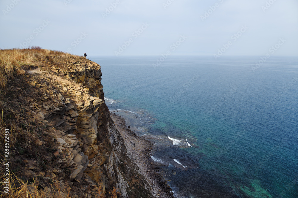 Russky Island, Far East of Russia. Vladivostok. Cliffs above the sea of Japan
