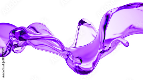 Splash of thick purple liquid. 3d illustration, 3d rendering.