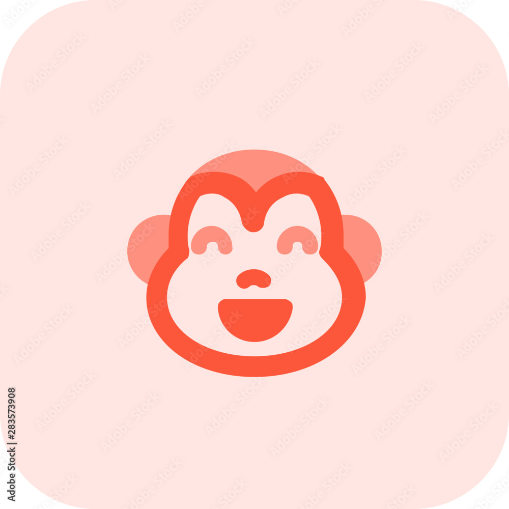Smiling monkey grinning facial expression with mouth wide open Smiling monkey grinning facial expression with mouth wide open