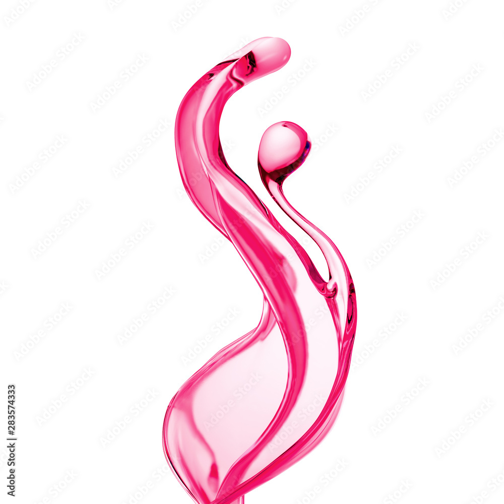Splash of thick pink fluid. 3d illustration, 3d rendering. Splash of thick pink fluid. 3d illustration, 3d rendering.