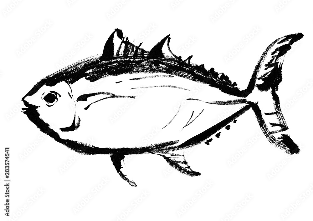Stockillustratie 鮪 まぐろ 手書き 挿絵 美味しい マグロ 日本食 カット 筆書き 手描き カットイラスト 筆描き Adobe Stock