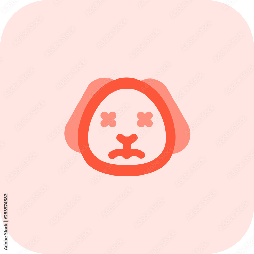 Eyes crossed and neutral puppy facial expression emoticon