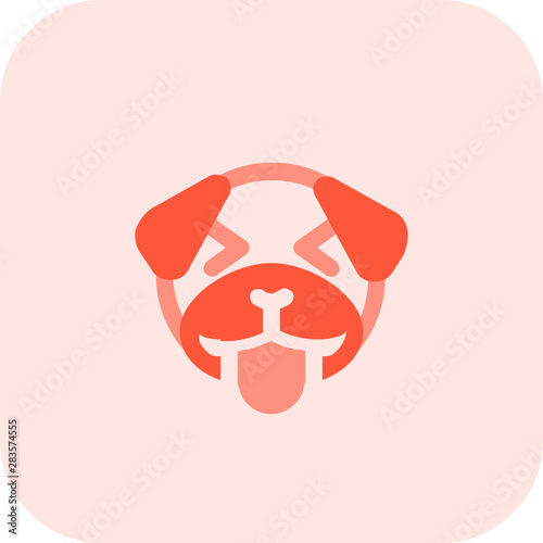 pug dog squint and tongue-out emoticon facial expression