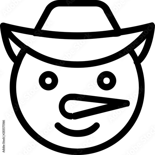 Snowman with cowboy hat isolated on white background