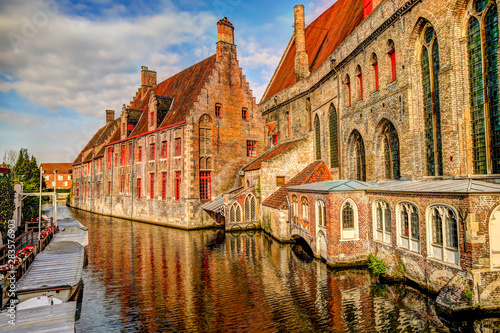 Sights along the canals of Bruges Belgium