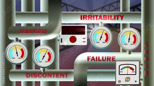negative emotions are generated into aggression. machine for the production of emotions. control of feelings. animation video.
