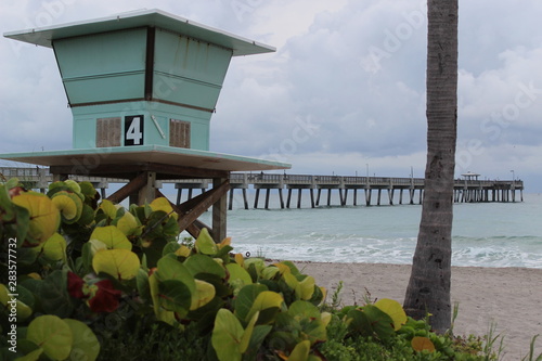 Lifeguard stand #4 by the pier at Dania Beach, Florida. photo