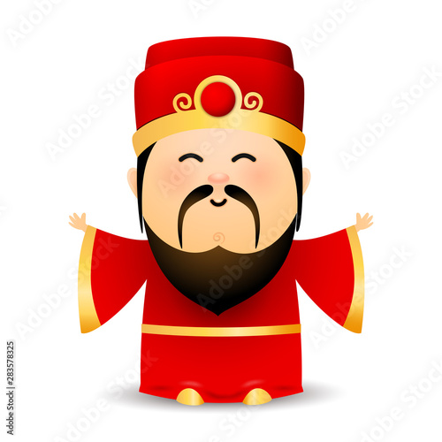 Wise old Chinese man in red dress