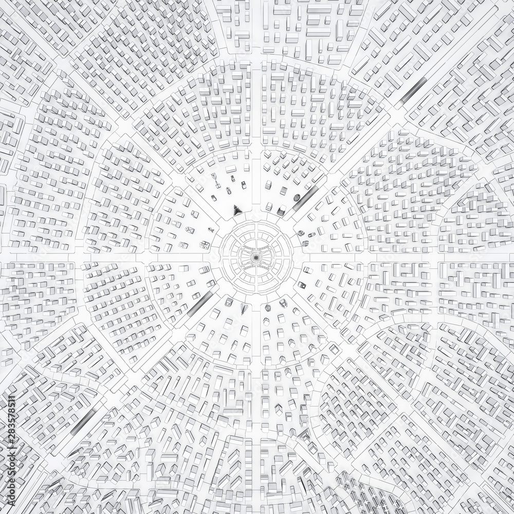 Obraz premium conventional urban development in white top view