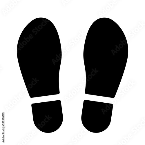 Blsck footsteps icon template. Shoes print symbol, sign. Vector illustration isolated on white background
