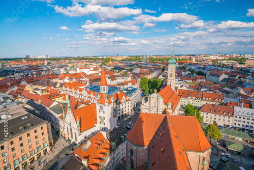 Munich historical center panoramic aerial cityscape view