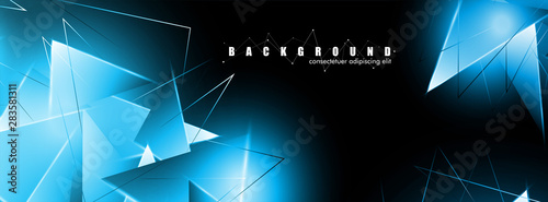 abstract background with glowing blue triangles that overlap. isolated black background. vector illustration of eps 10