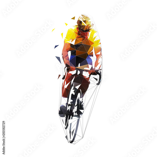 Cyclist riding bike  road cycling. Abstract polygonal isolated vector illustration  Geometric grunge drawing. Summer sport