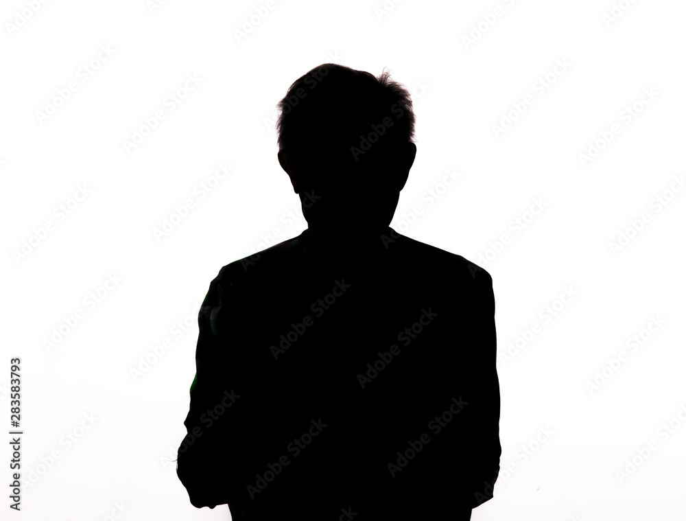 black silhouette of an unknown person isolated on white background black silhouette of an unknown person isolated on white background