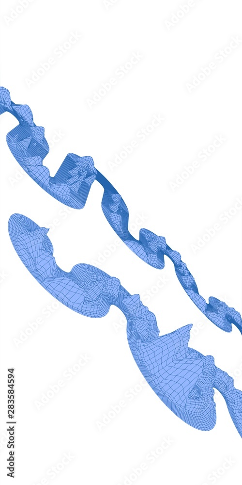 Fototapeta premium blue bright futuristic mountains of polygons on white