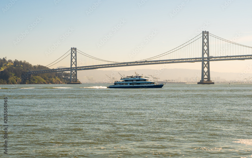 Fototapeta premium View of the Oakland Bay Bridge on a clear sunny day, San Francisco, California