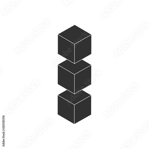 Three cubes in row  Layout Icon. Vector Layers Icon vector icon isolated on white background.