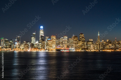 Panoramic beautiful scenic view of the San Francisco city and Financial City skyscraper buildings in the evening  California  USA