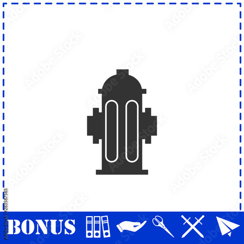 Fire hydrant icon flat