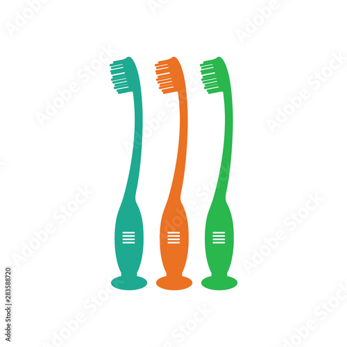 Colorful Baby Toothbrush icon set. Flat style vector EPS.