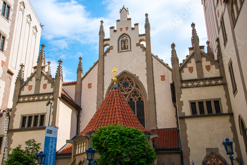 Synagogues and architecture in the Josefov or jewish district of Prague in the Czech Republic photo