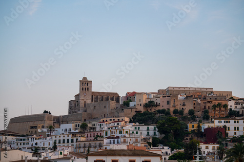 Ibiza Dalt Vila downtown at sunset, UNESCO World Heritage Site, Ibiza, Balearic Islands, Spain, Mediterranean, Europe. photo