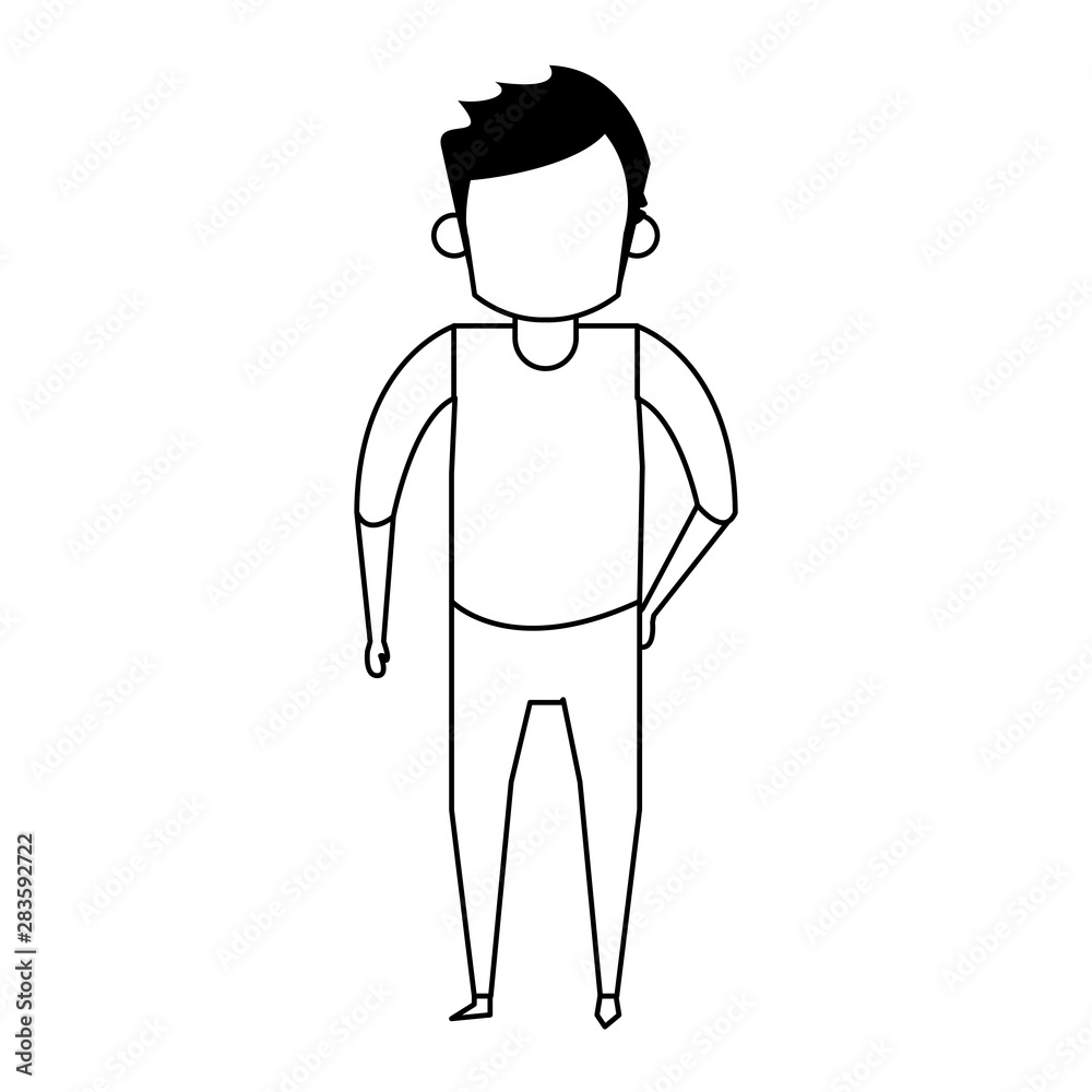 Fototapeta premium grandparent senior old grandfather cartoon faceless in black and white