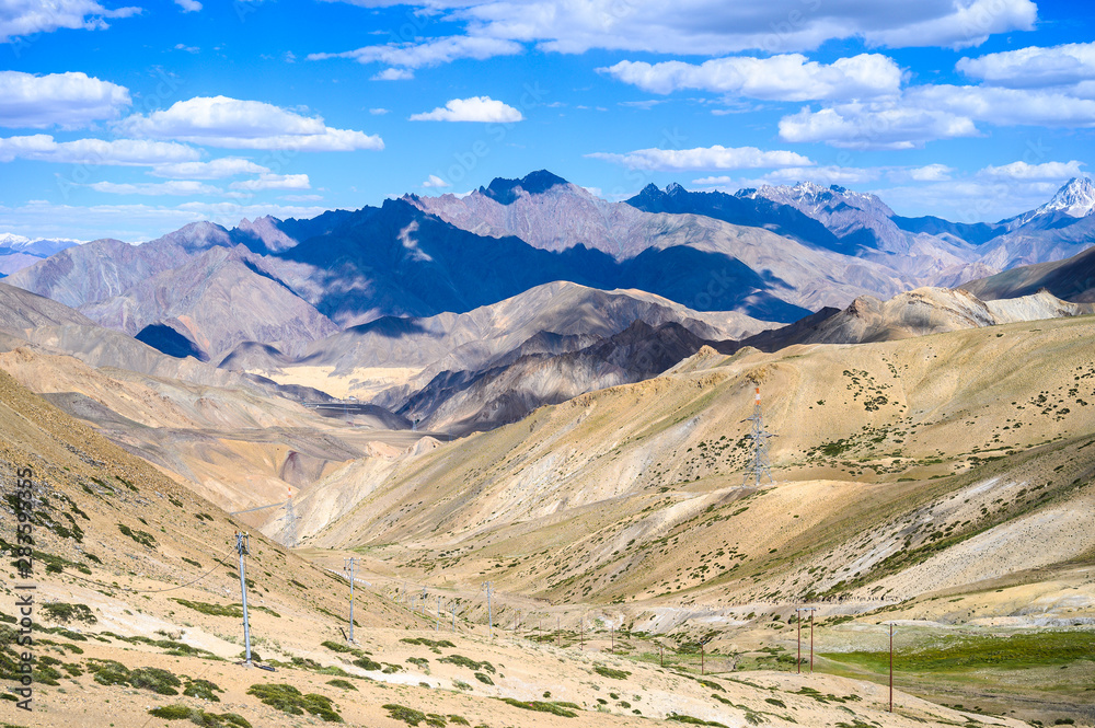 Beautiful mountain view of Srinagar - Leh road at Fotula pass in Ladakh region, Jammu and Kashmir, India