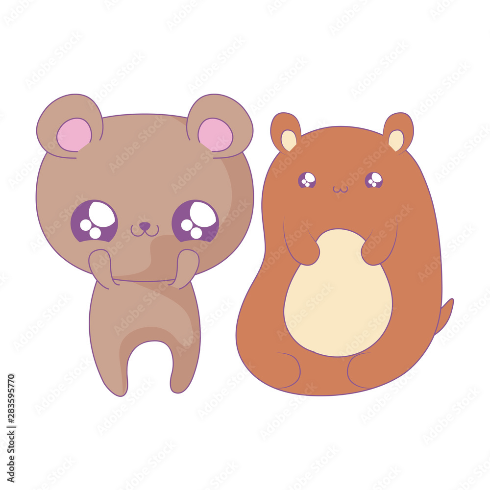 group of cute bears baby animals kawaii style group of cute bears baby animals kawaii style