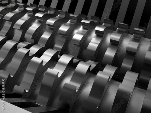 3D rendering - detailed metallic shredder blades