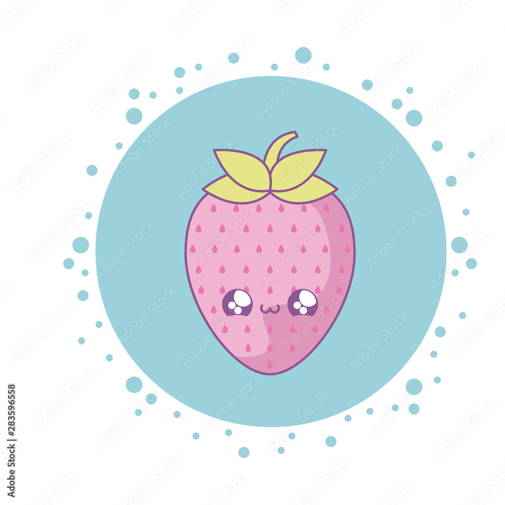 cute fresh strawberry fruit kawaii style