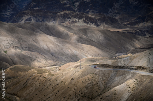 Beautiful mountain view of Srinagar - Leh road at Namika la pass in Ladakh region, Jammu and Kashmir, India