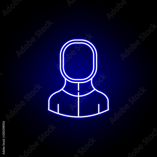avatar fencer line icon in blue neon style. Signs and symbols can be used for web logo mobile app UI UX