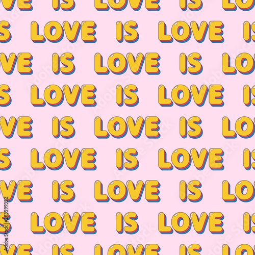 Romantic seamless pattern with love word. Cute print template