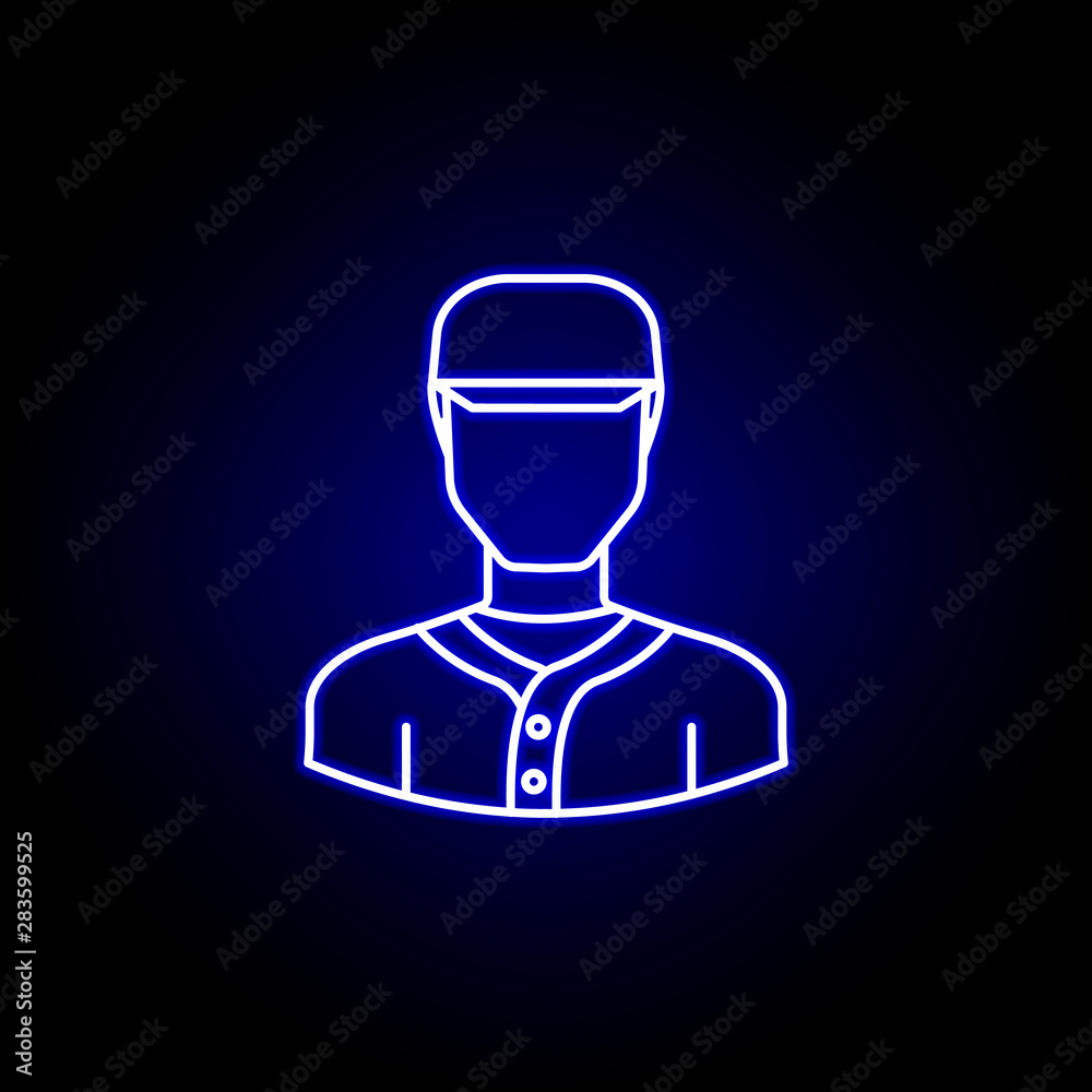avatar basketball player line icon in blue neon style. Signs and symbols can be used for web logo mobile app UI UX avatar basketball player line icon in blue neon style. Signs and symbols can be used for web logo mobile app UI UX